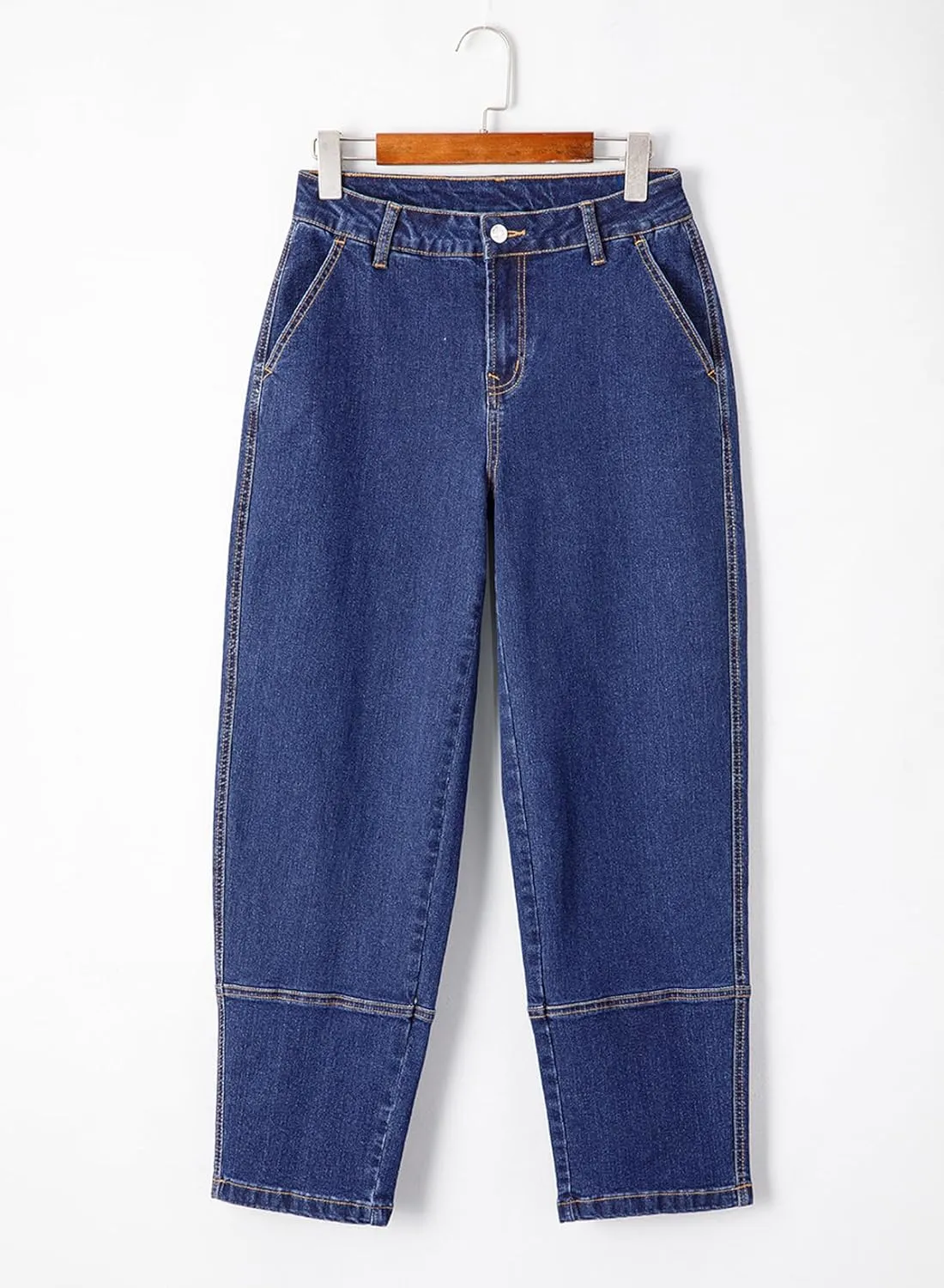 EVALESS Jeans for Women Wide Leg High Waisted Boyfriend Straight Leg Stretchy Cropped Denim Pants