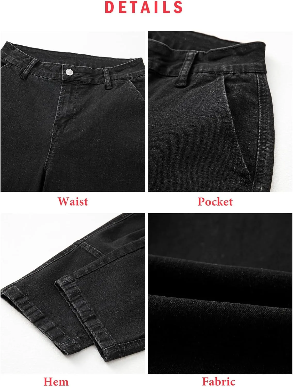EVALESS Jeans for Women Wide Leg High Waisted Boyfriend Straight Leg Stretchy Cropped Denim Pants