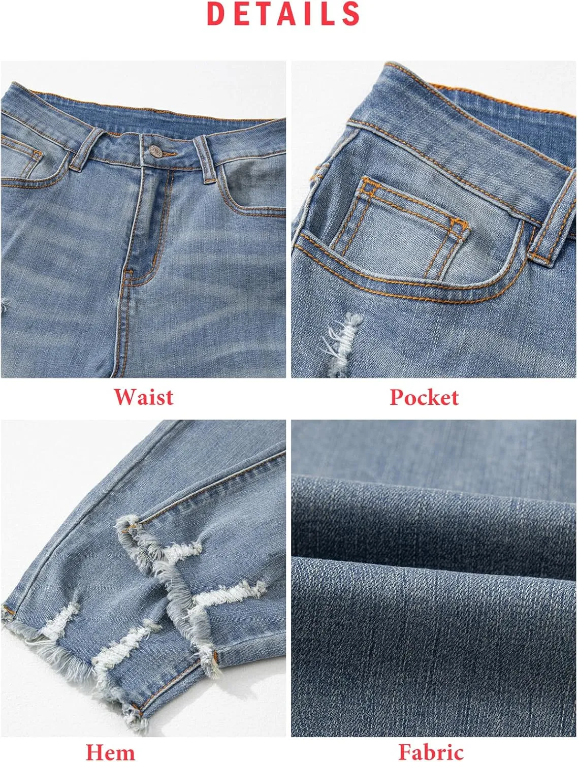 EVALESS Womens Jeans Mid Waisted Stretchy Ripped Distressed Tummy Control Straight Ankle Jean for Women Trendy 2025