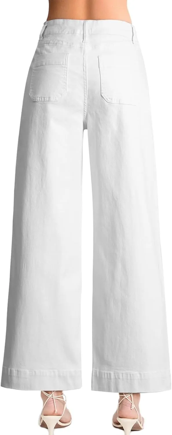 EVALESS Womens Wide Leg Jeans High Waisted Stretchy Loose Denim Pants