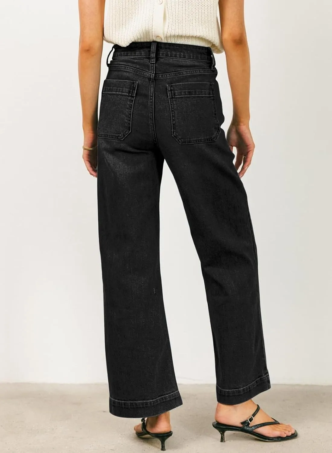 EVALESS Womens Wide Leg Jeans High Waisted Stretchy Loose Denim Pants