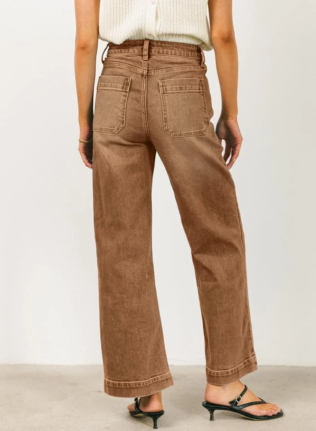 EVALESS Womens Wide Leg Jeans High Waisted Stretchy Loose Denim Pants
