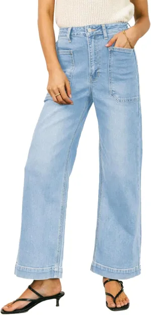 EVALESS Womens Wide Leg Jeans High Waisted Stretchy Loose Denim Pants