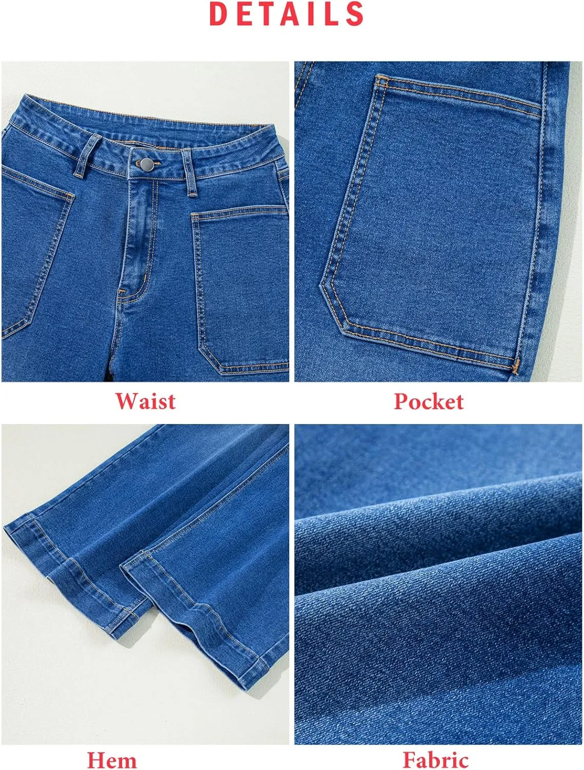 EVALESS Womens Wide Leg Jeans High Waisted Stretchy Loose Denim Pants