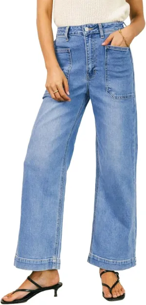 EVALESS Womens Wide Leg Jeans High Waisted Stretchy Loose Denim Pants