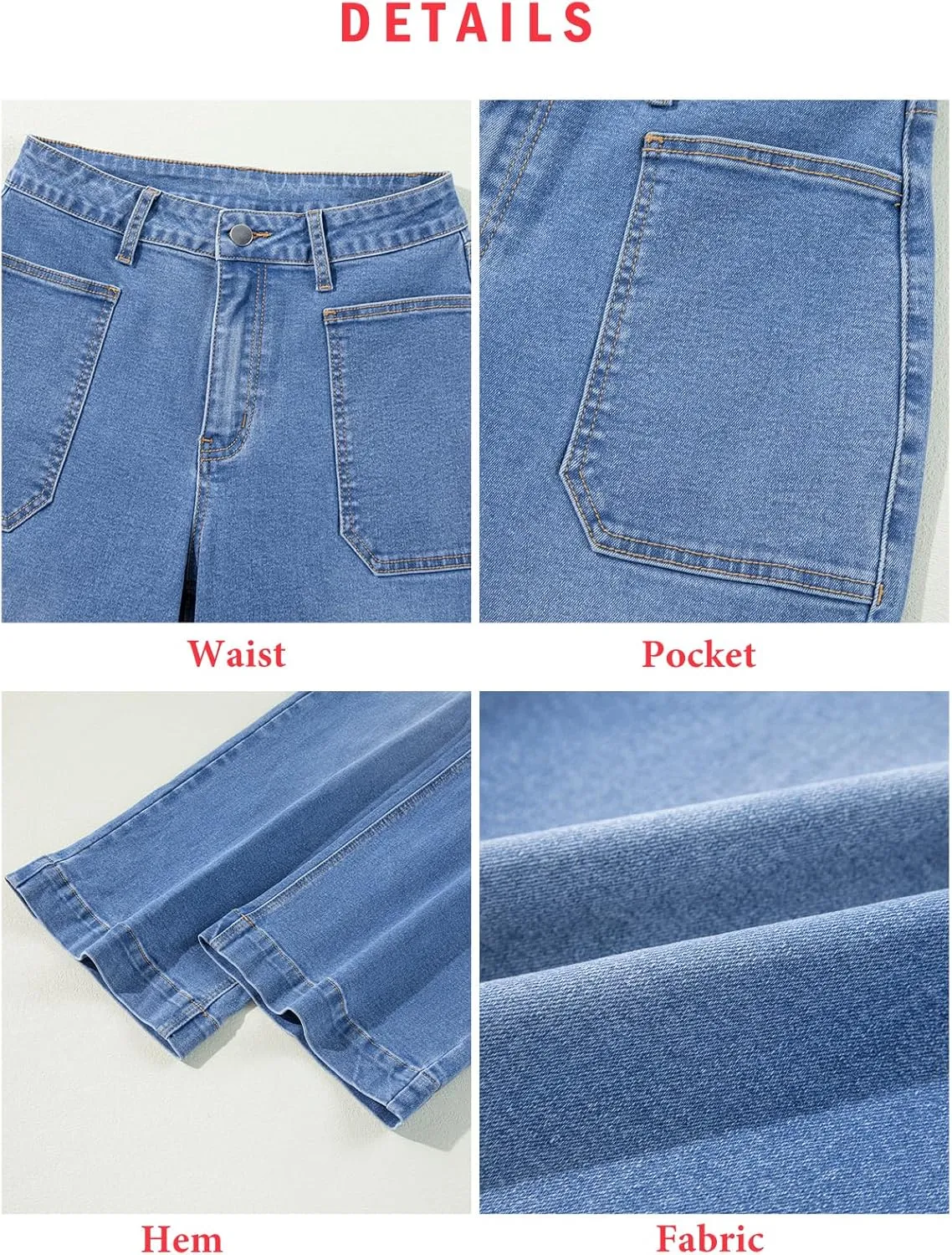 EVALESS Womens Wide Leg Jeans High Waisted Stretchy Loose Denim Pants
