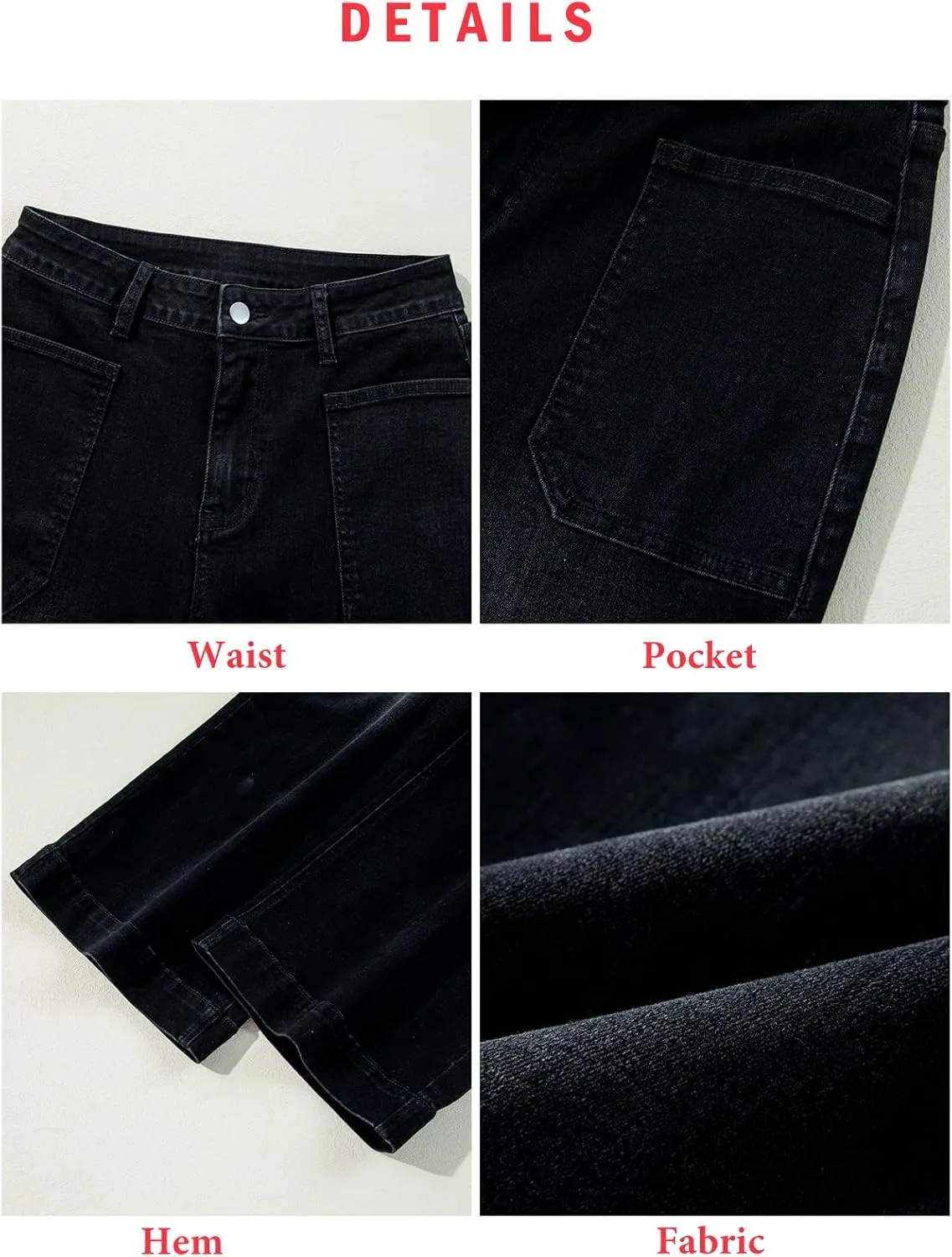EVALESS Womens Wide Leg Jeans High Waisted Stretchy Loose Denim Pants