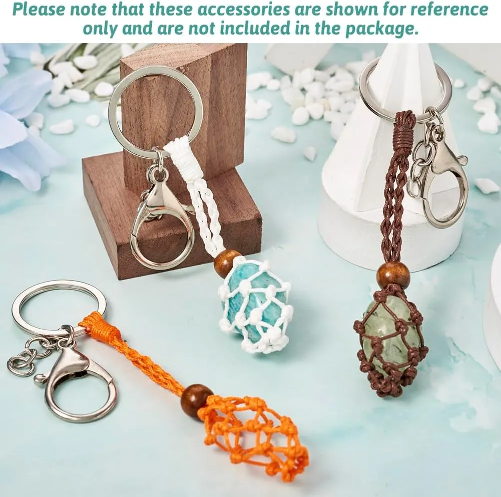 FASHEWELRY 5pcs Stone Holder Keychain Healing Crystal Cage Keychain Adjustable Empty Gemstone Keyring Holder Mixed Color for Women Men Car Key