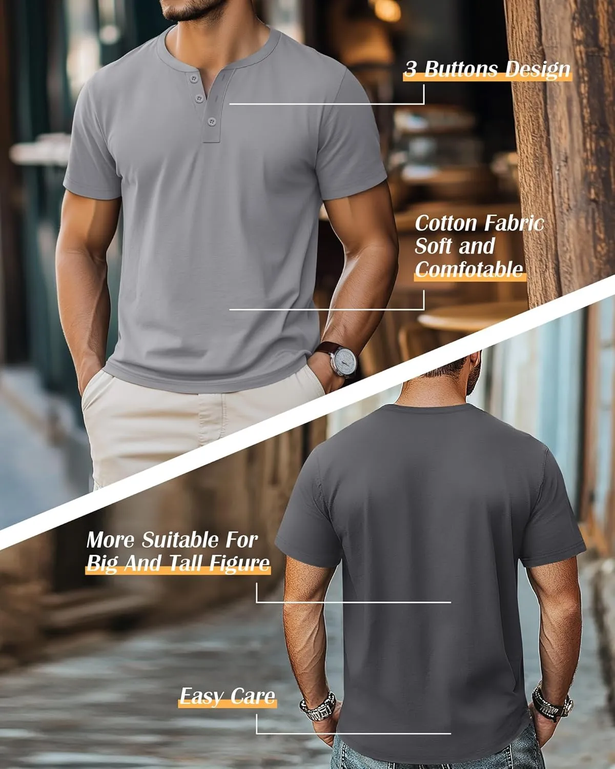 Ficerd 3 Pack Men's Big and Tall Shirts Cotton Short Sleeve Plus Size Tee Loose Fit Casual T Shirts Basic Oversized Tops