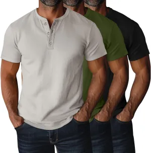 Ficerd 3 Pack Men's Big and Tall Shirts Cotton Short Sleeve Plus Size Tee Loose Fit Casual T Shirts Basic Oversized Tops