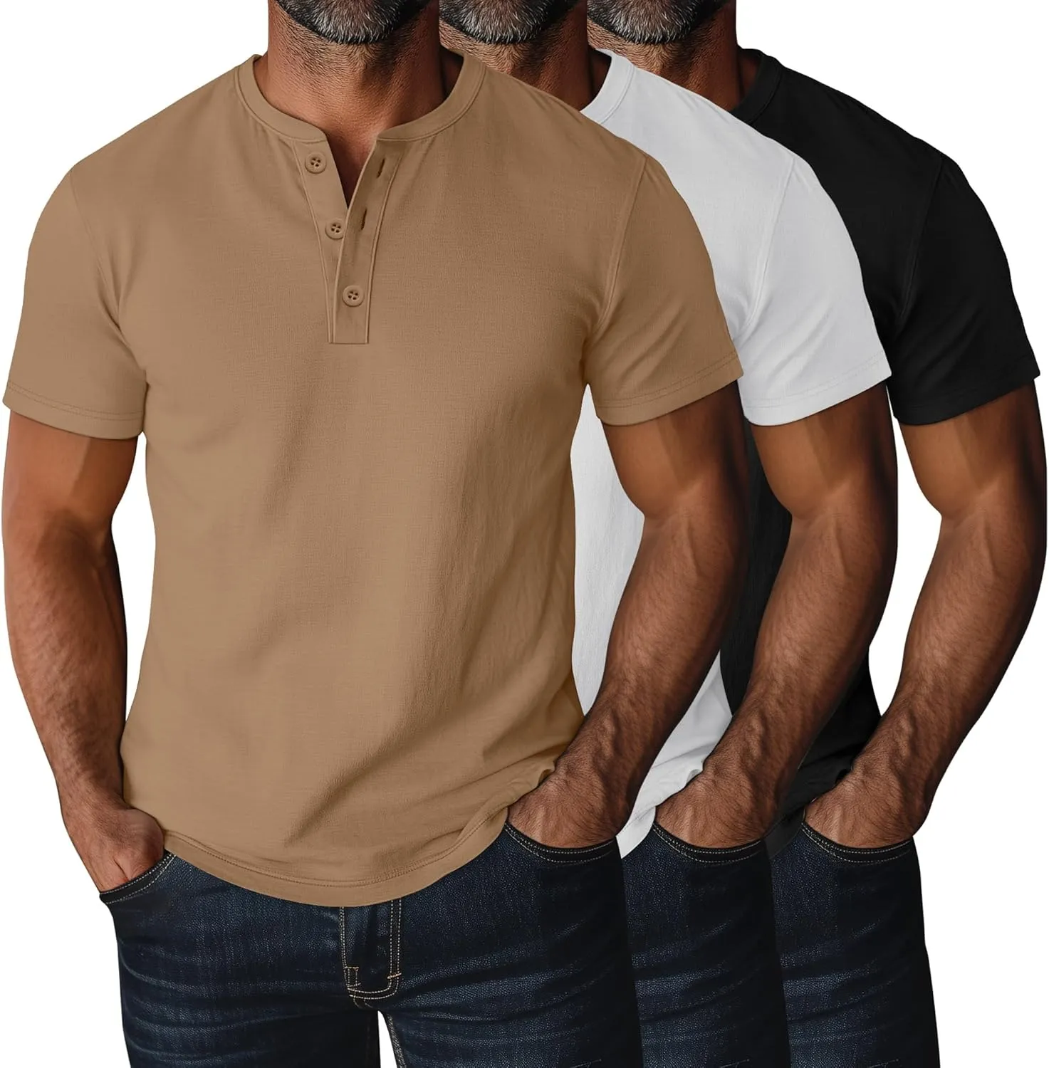 Ficerd 3 Pack Men's Big and Tall Shirts Cotton Short Sleeve Plus Size Tee Loose Fit Casual T Shirts Basic Oversized Tops