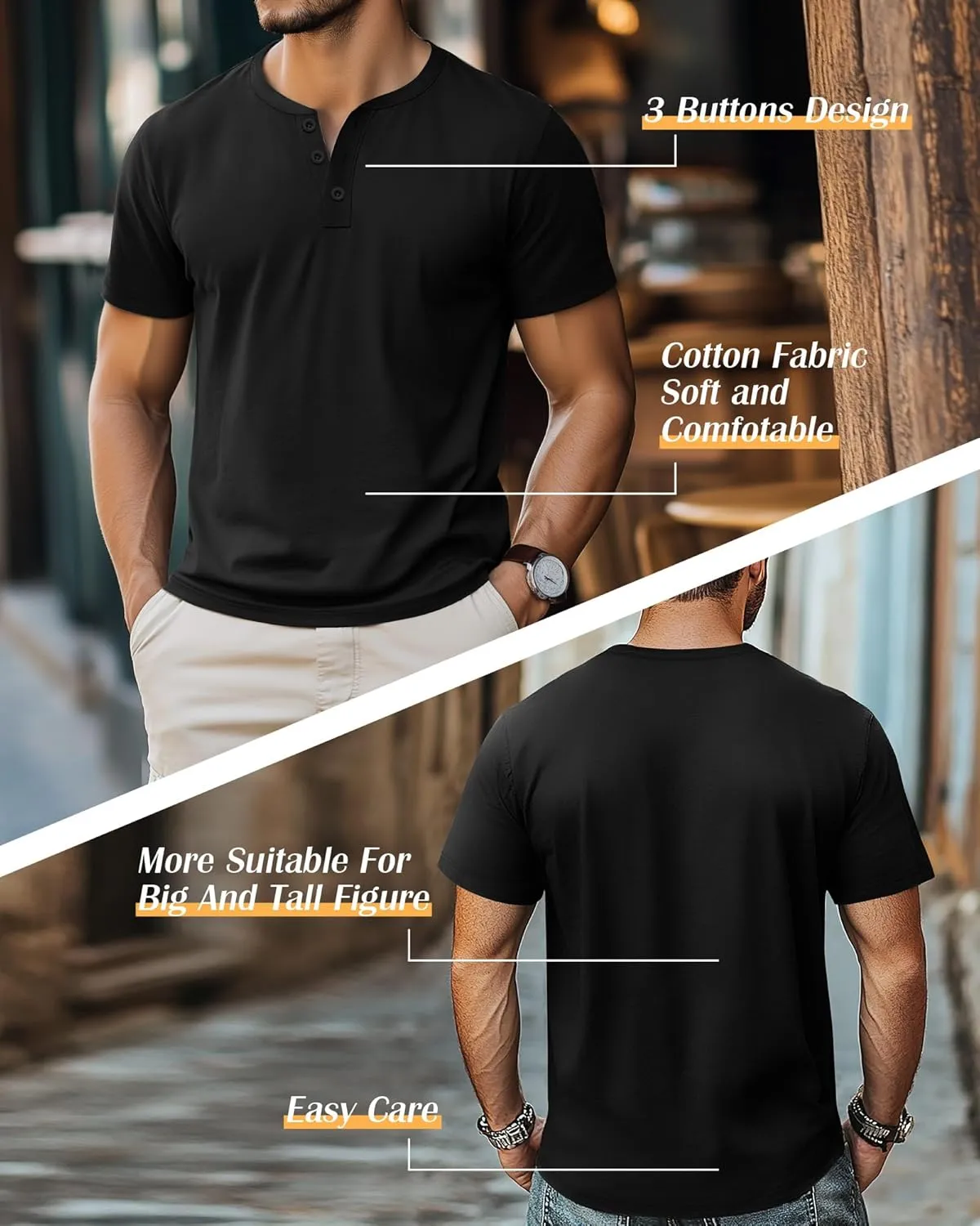 Ficerd 3 Pack Men's Big and Tall Shirts Cotton Short Sleeve Plus Size Tee Loose Fit Casual T Shirts Basic Oversized Tops