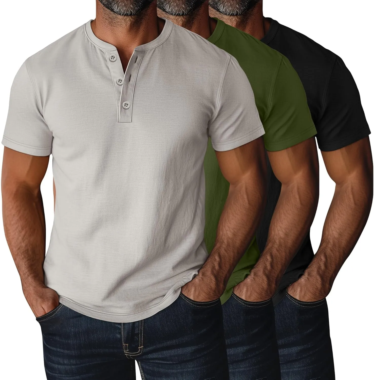 Ficerd 3 Pack Men's Big and Tall Shirts Cotton Short Sleeve Plus Size Tee Loose Fit Casual T Shirts Basic Oversized Tops