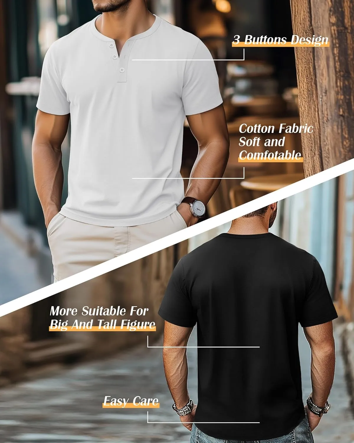 Ficerd 3 Pack Men's Big and Tall Shirts Cotton Short Sleeve Plus Size Tee Loose Fit Casual T Shirts Basic Oversized Tops