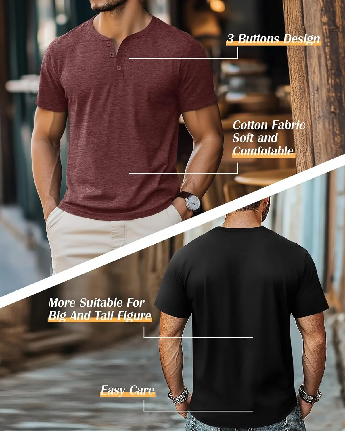 Ficerd 3 Pack Men's Big and Tall Shirts Cotton Short Sleeve Plus Size Tee Loose Fit Casual T Shirts Basic Oversized Tops