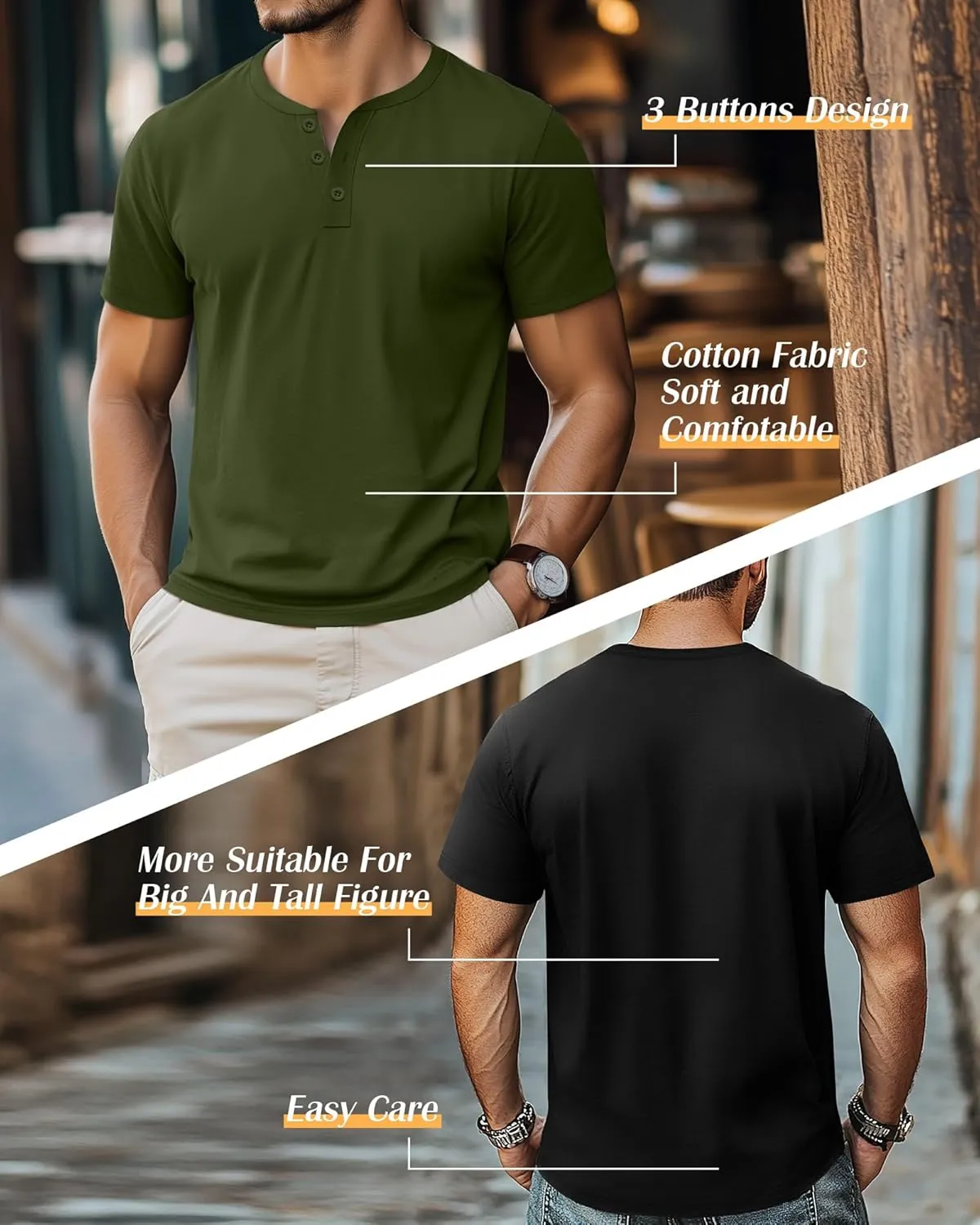Ficerd 3 Pack Men's Big and Tall Shirts Cotton Short Sleeve Plus Size Tee Loose Fit Casual T Shirts Basic Oversized Tops