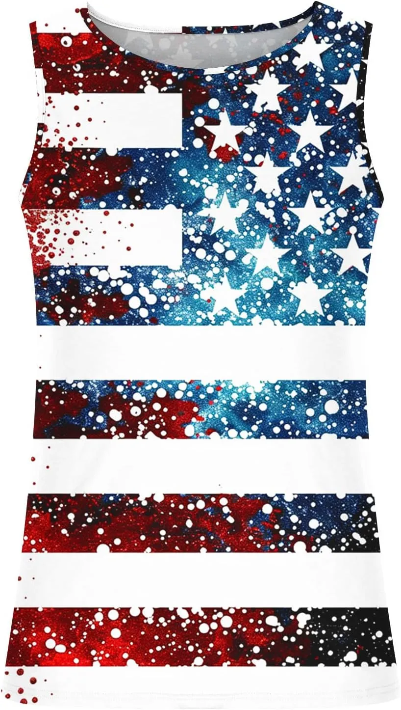 Finelylove 4th of July American Flag Tank Top Men USA Independence Day Patriotic Sleeveless T-Shirt Workout Gym Muscle Shirts