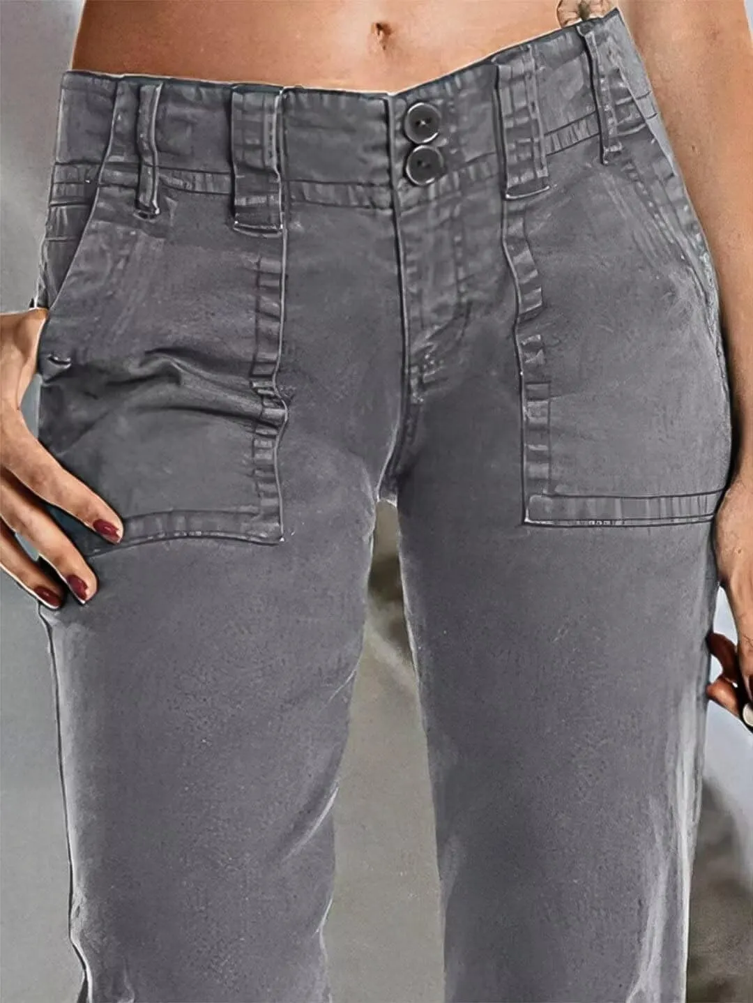 Flamingals Women's Wide Leg Jeans Mid Waist Causal Straight Leg Business Cargo Pants