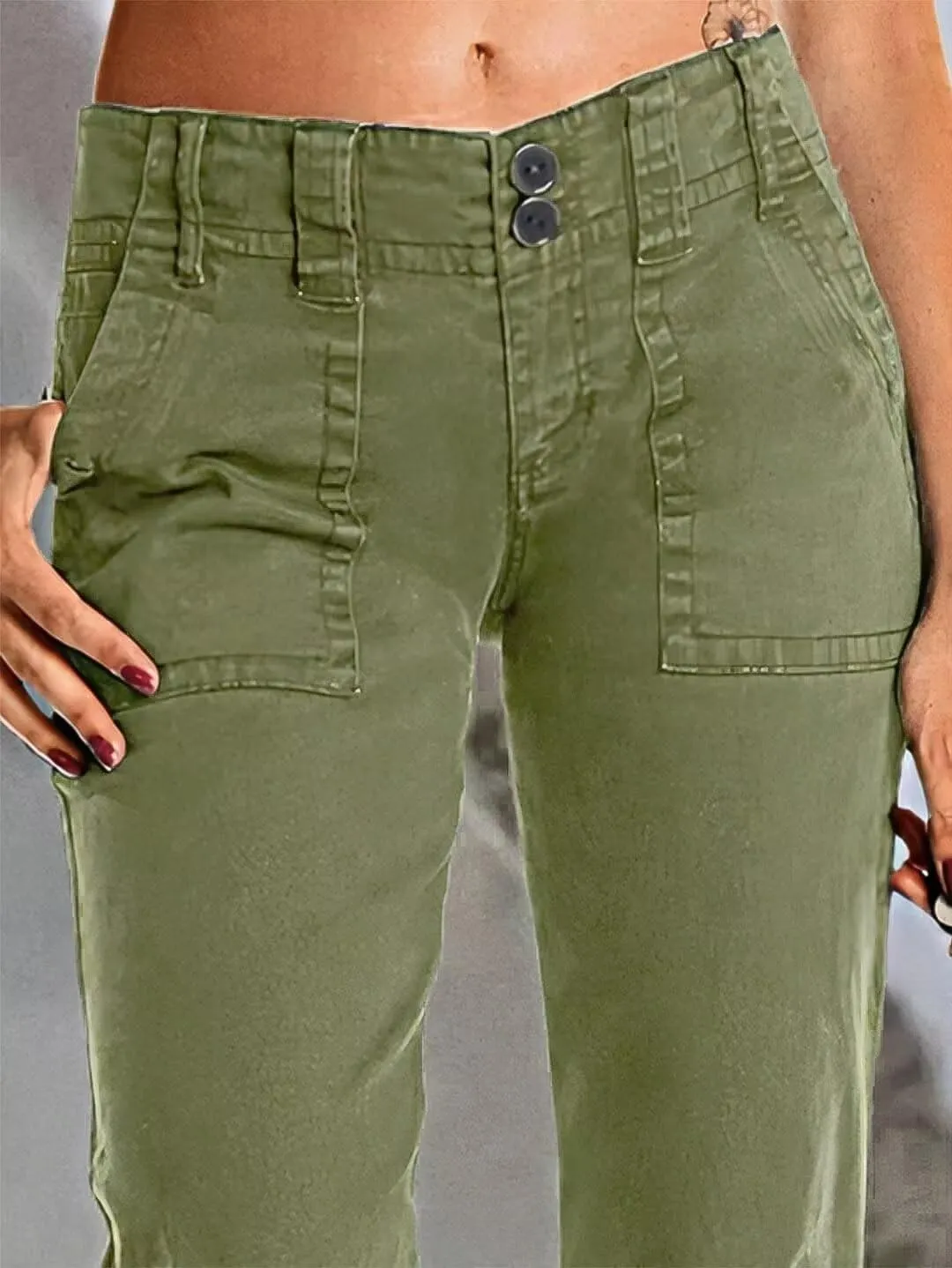 Flamingals Women's Wide Leg Jeans Mid Waist Causal Straight Leg Business Cargo Pants