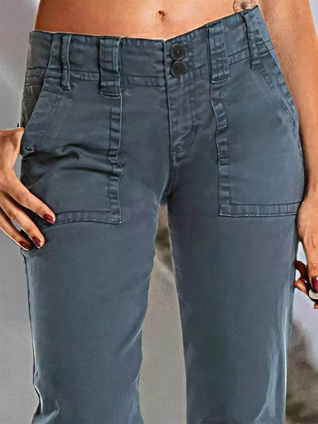 Flamingals Women's Wide Leg Jeans Mid Waist Causal Straight Leg Business Cargo Pants