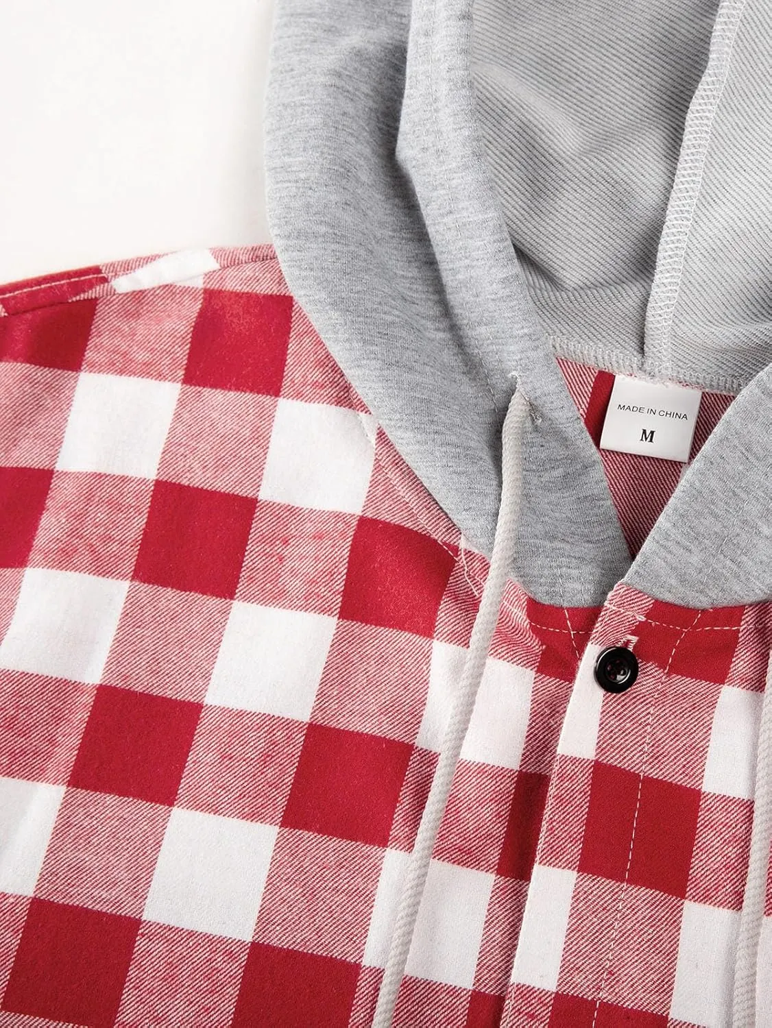 Flannel Hoodie for Mens Casual Long Sleeve Button Down Hooded Plaid Shirt Jacket Lightweight Fall Shacket Hoodies