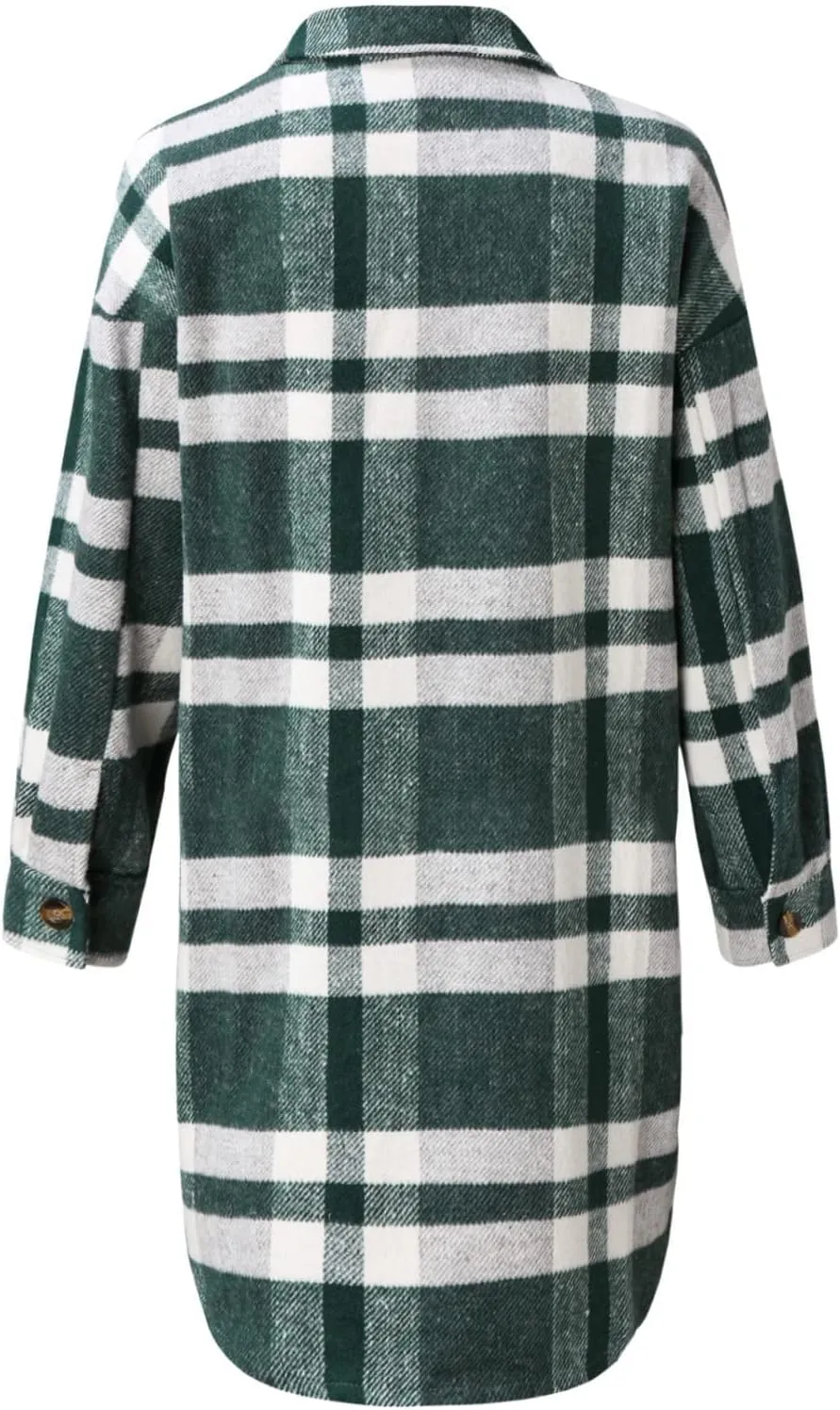 Flannel Shirts for Women Quilted Lined Shacket Jacket Fall Winter Tartan Trench Coat Tartan Long Jacket Coats