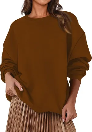 Fleece Plus Size Crewneck Sweatshirts Women Oversized Sweatshirt Hoodies Tunic Pullover Warm Sweaters Casual Tops
