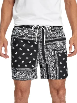 Floerns Men's Boho Tribal Print Drawstring Waist Summer Shorts with Pocket