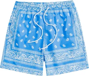 Floerns Men's Boho Tribal Print Drawstring Waist Summer Shorts with Pocket