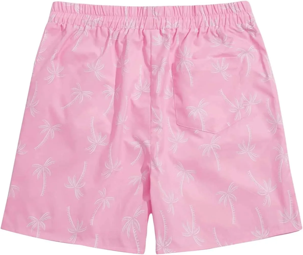 Floerns Men's Boho Tribal Print Drawstring Waist Summer Shorts with Pocket