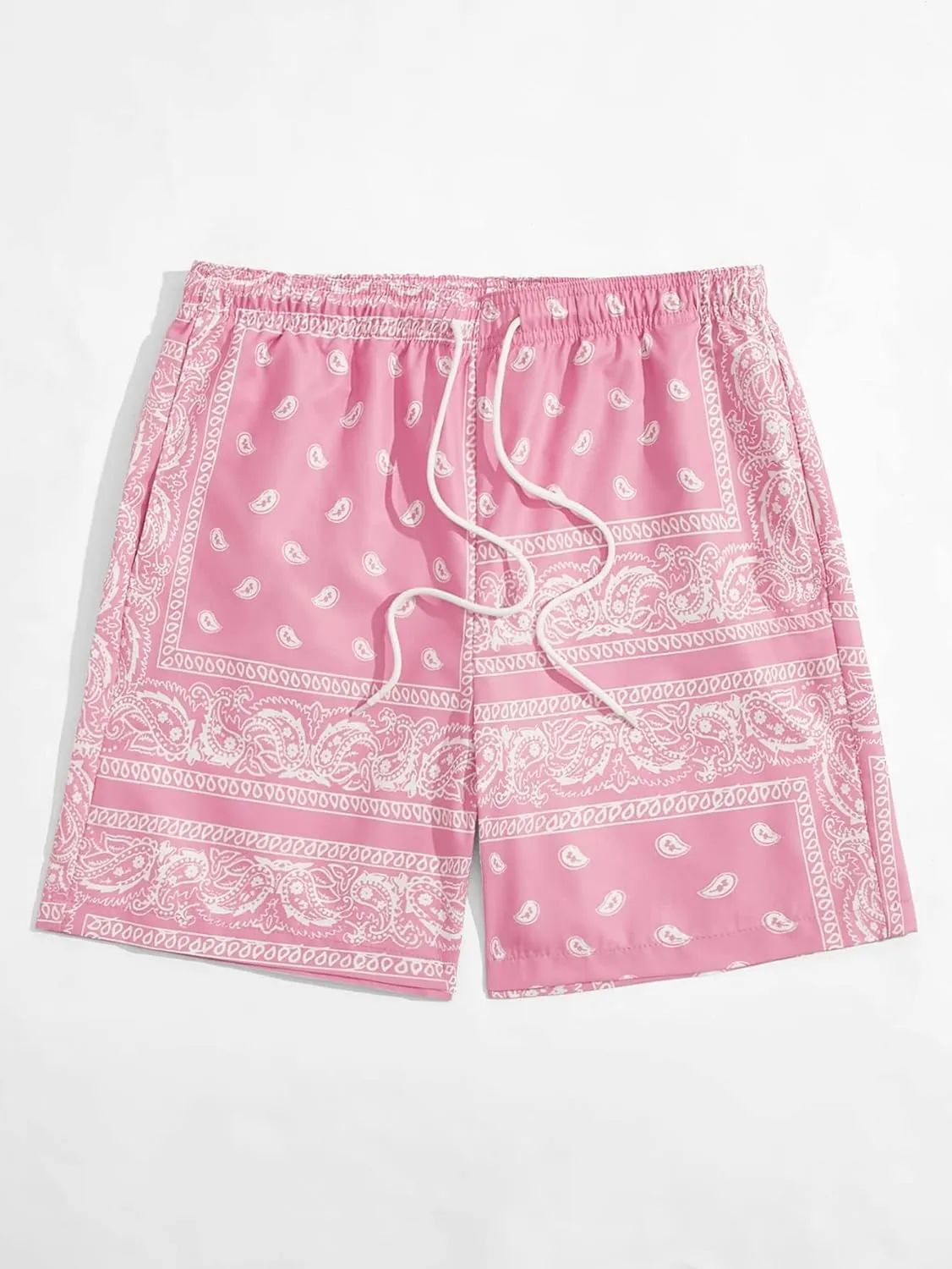 Floerns Men's Boho Tribal Print Drawstring Waist Summer Shorts with Pocket