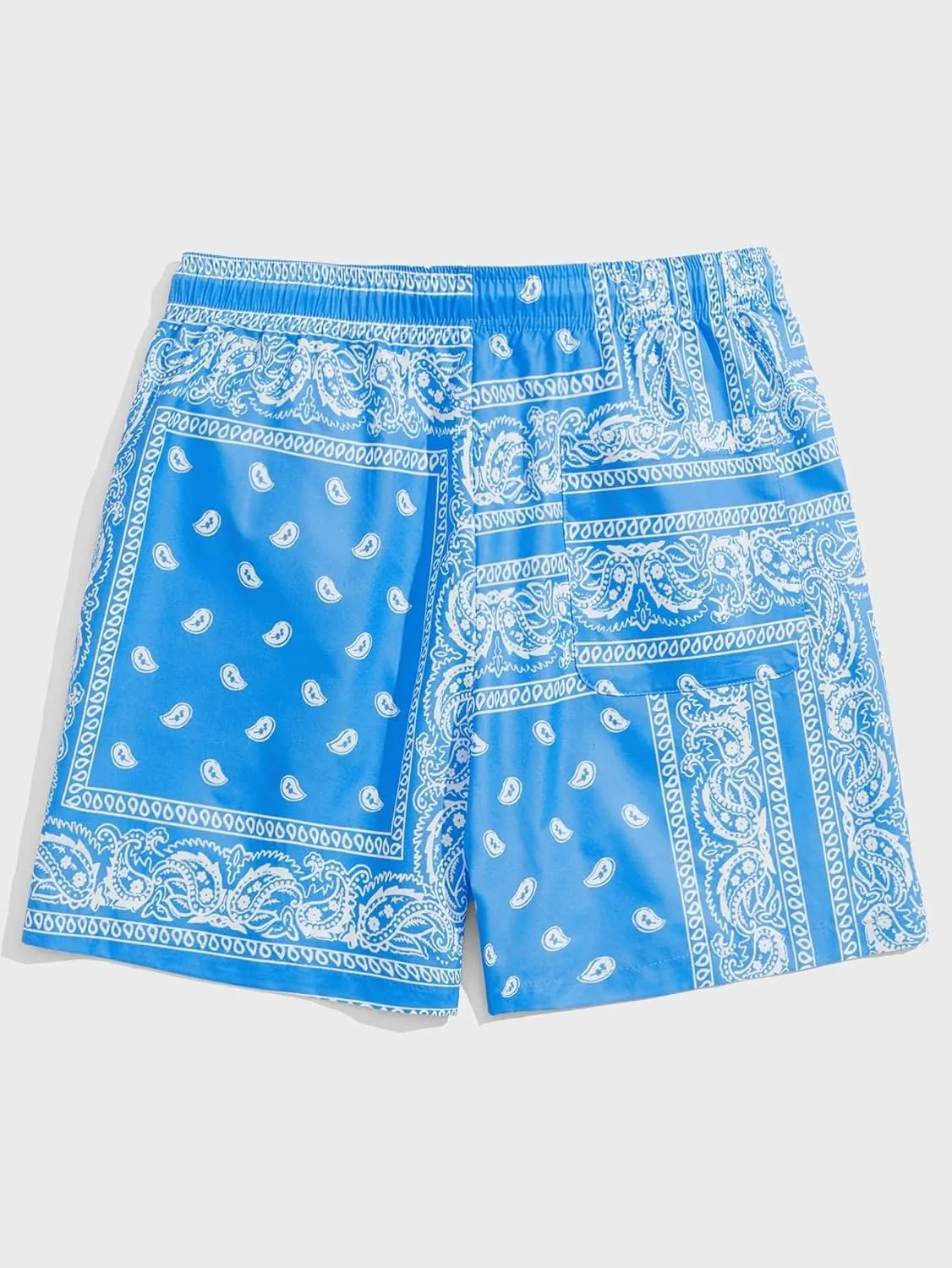 Floerns Men's Boho Tribal Print Drawstring Waist Summer Shorts with Pocket