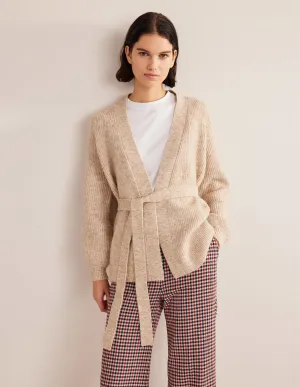 Fluffy Belted Cardigan-Chinchilla Melange