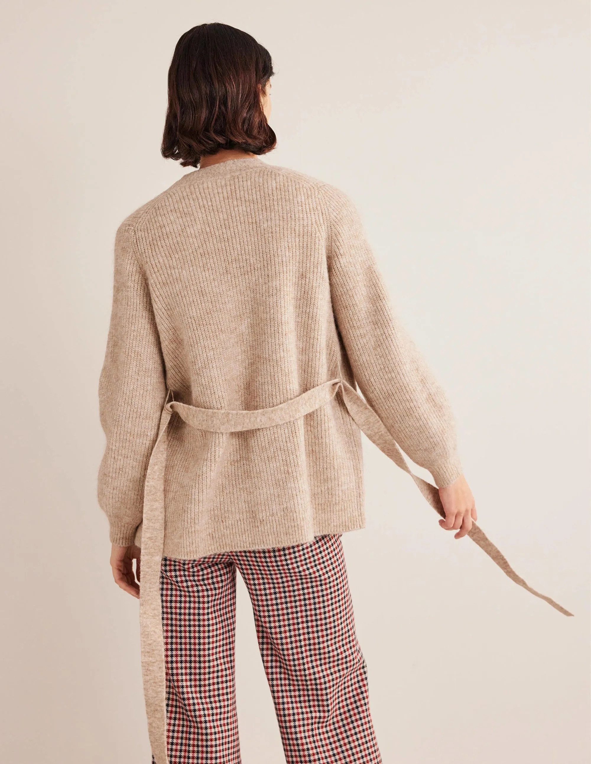 Fluffy Belted Cardigan-Chinchilla Melange