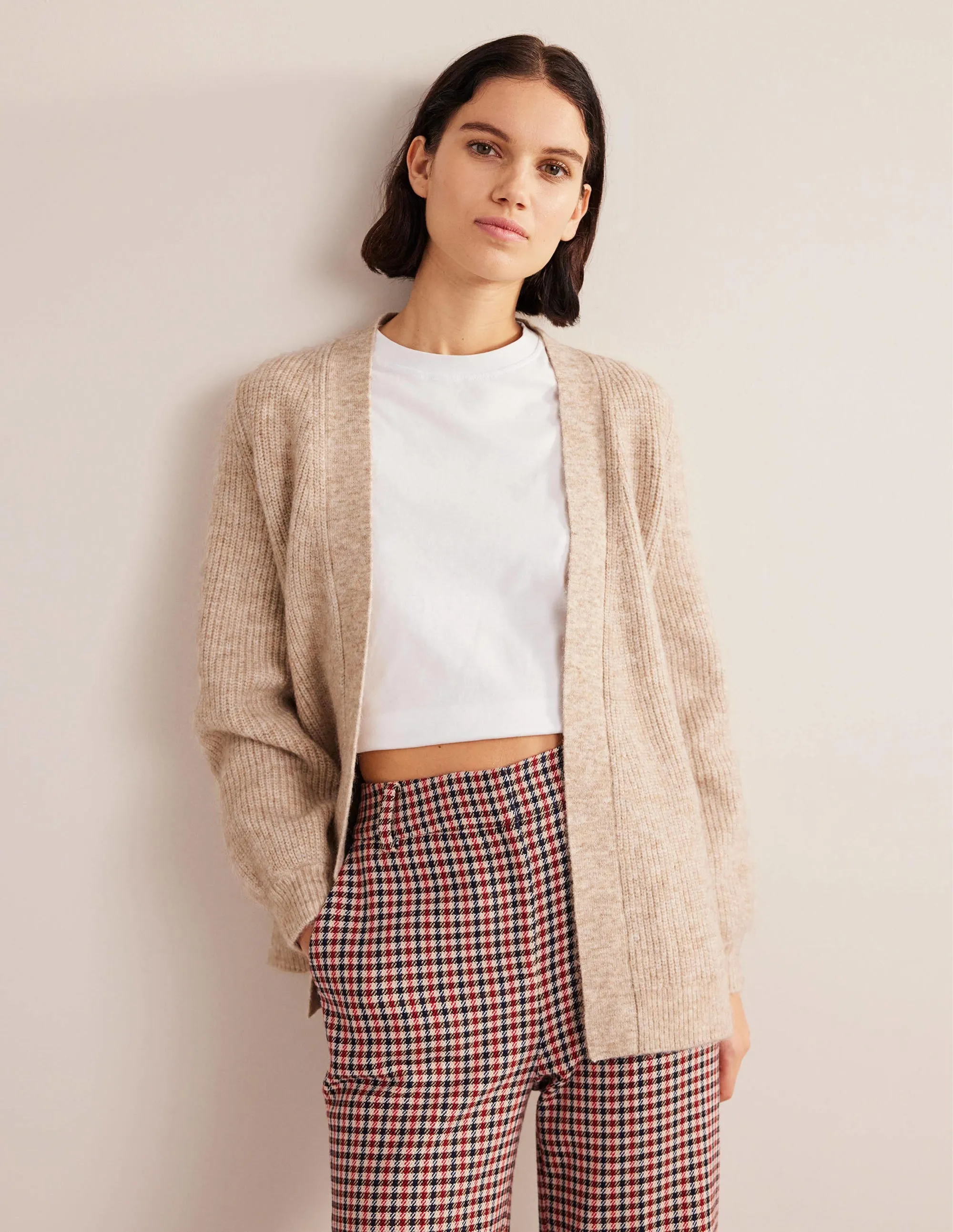 Fluffy Belted Cardigan-Chinchilla Melange