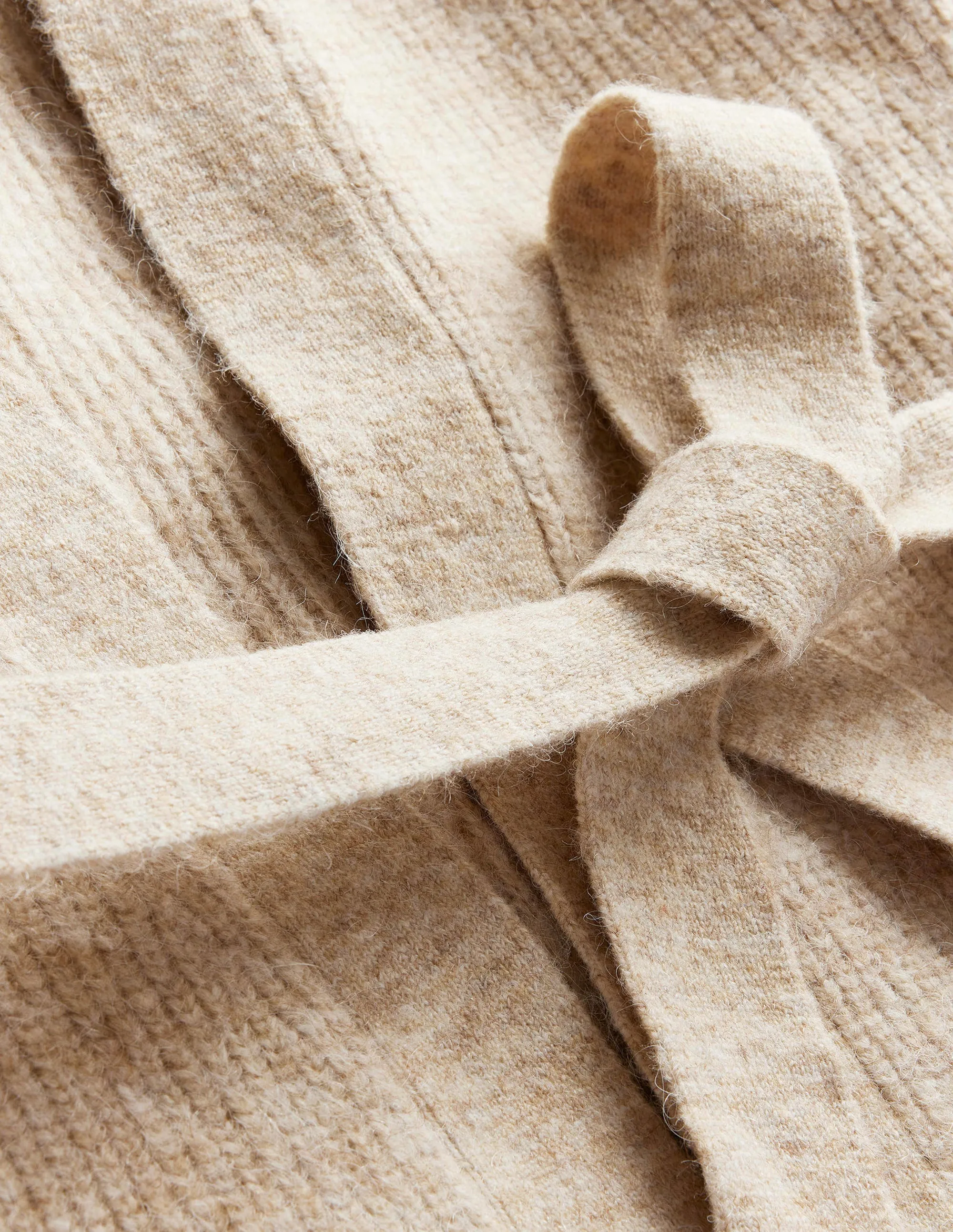 Fluffy Belted Cardigan-Chinchilla Melange
