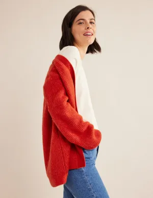 Fluffy Belted Cardigan-Tomato