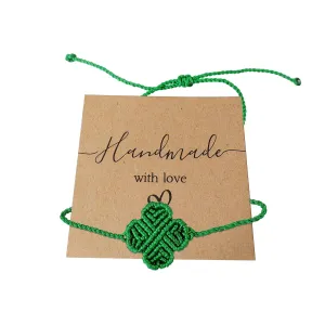 Four Leaf Clover Anklet - Adjustable Hand-Woven Green Clover Bracelet, Lucky Bracelets Good Luck Charm for Women Friendship Family
