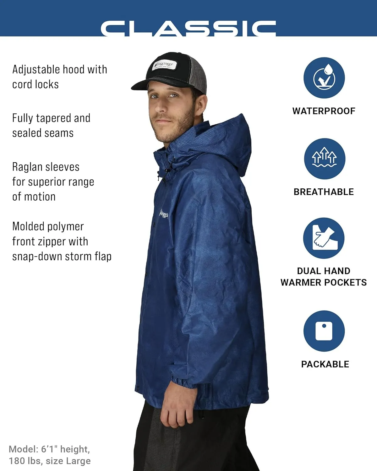 FROGG TOGGS Men's Classic Pro Action Waterproof Breathable Rain Jacket