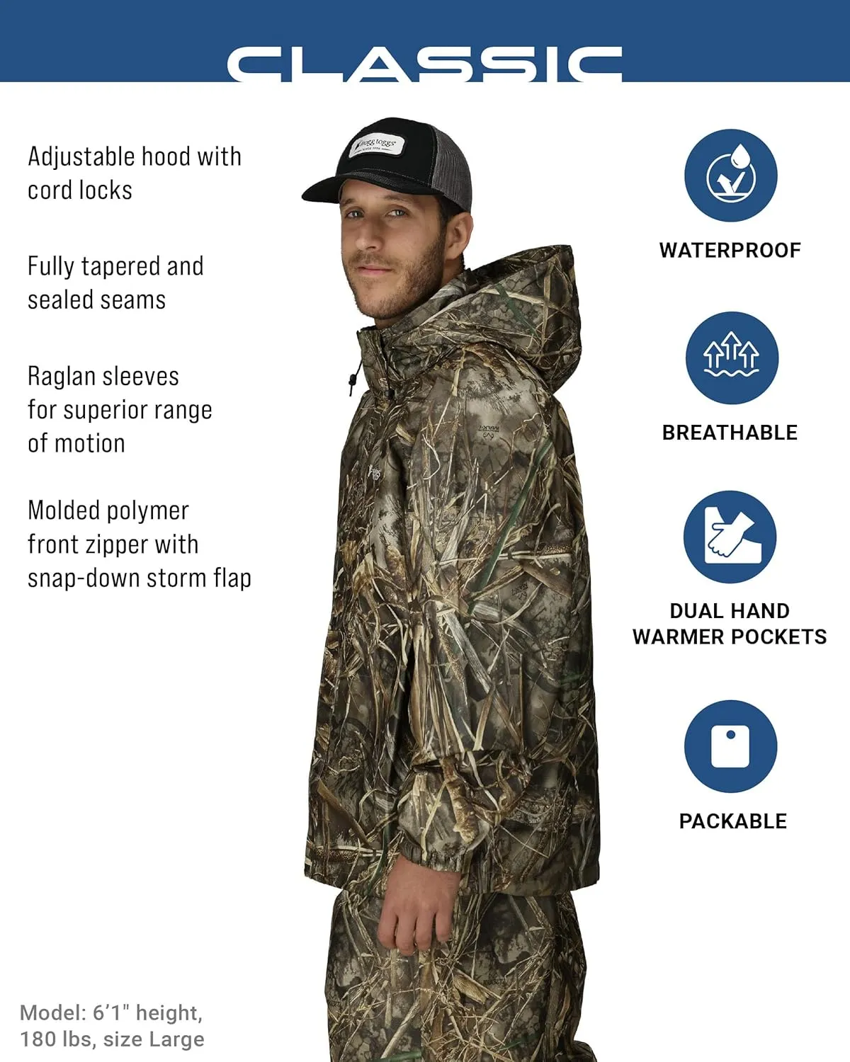 FROGG TOGGS Men's Classic Pro Action Waterproof Breathable Rain Jacket
