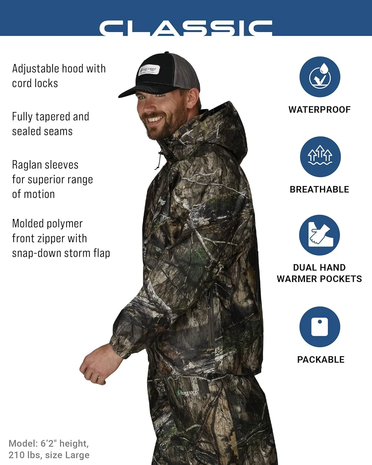 FROGG TOGGS Men's Classic Pro Action Waterproof Breathable Rain Jacket