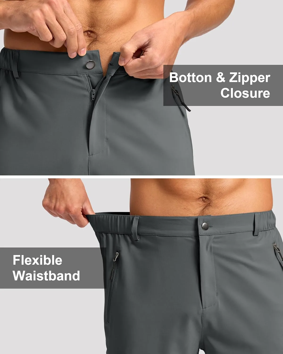 G Gradual Mens Hiking Cargo Shorts with 4 Zipper Pockets 9" Quick Dry Lightweight Casual Work Shorts for Men Golf Fishing