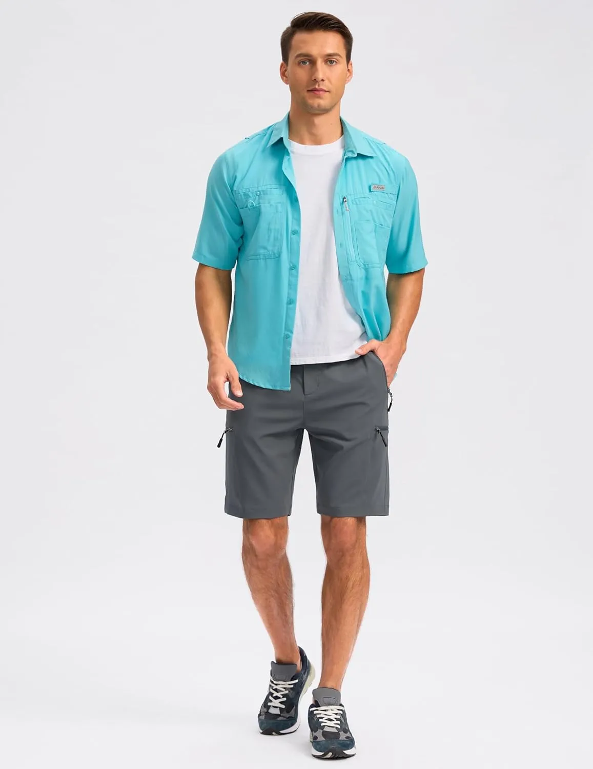 G Gradual Mens Hiking Cargo Shorts with 4 Zipper Pockets 9" Quick Dry Lightweight Casual Work Shorts for Men Golf Fishing