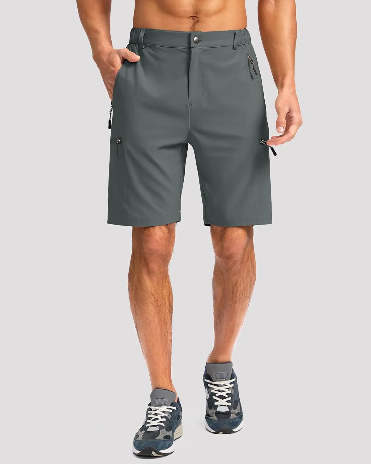 G Gradual Mens Hiking Cargo Shorts with 4 Zipper Pockets 9" Quick Dry Lightweight Casual Work Shorts for Men Golf Fishing