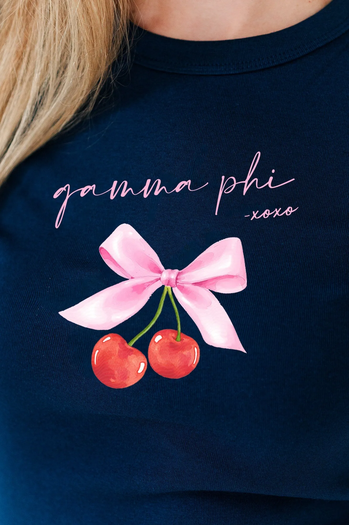 Gamma Phi Beta Cherry XOXO Ribbed Crop Top - Gamma Phi