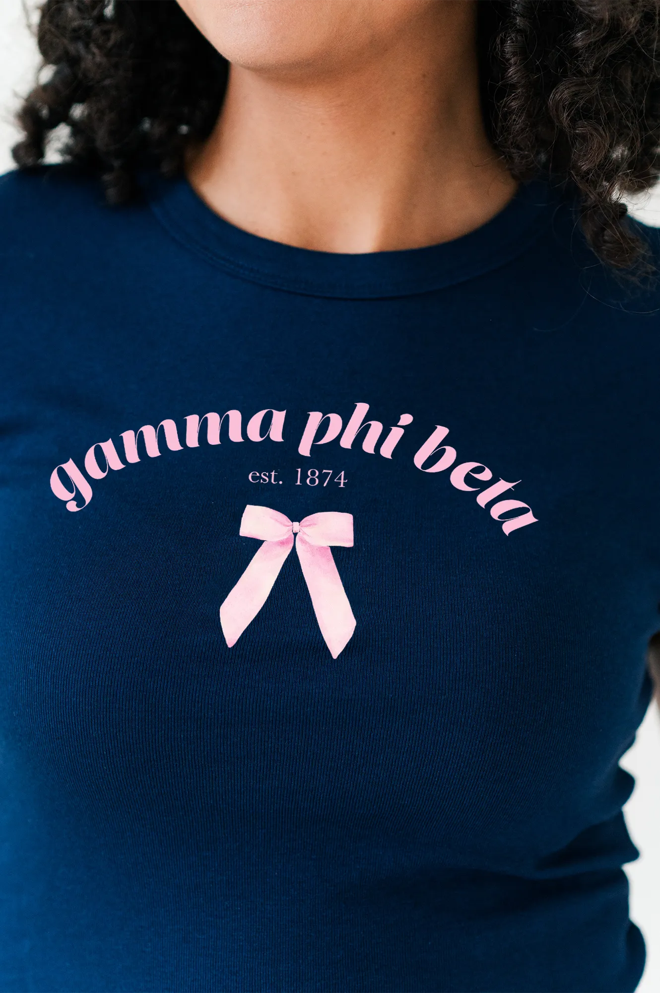 Gamma Phi Beta Coquette Bow Ribbed Crop Top