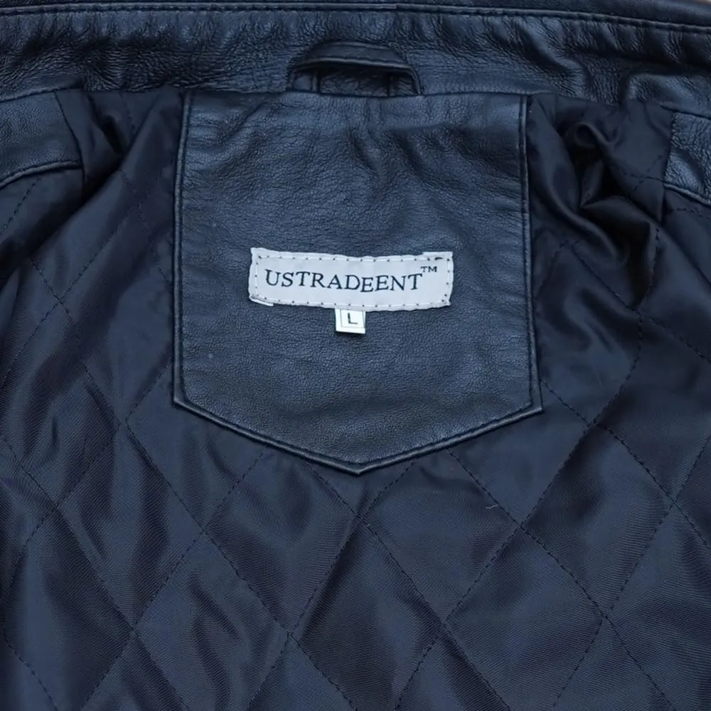 Genuine Men's Polo Classic Leather Moto Trucker Jacket - 100% Lambskin Jacket for Bikers