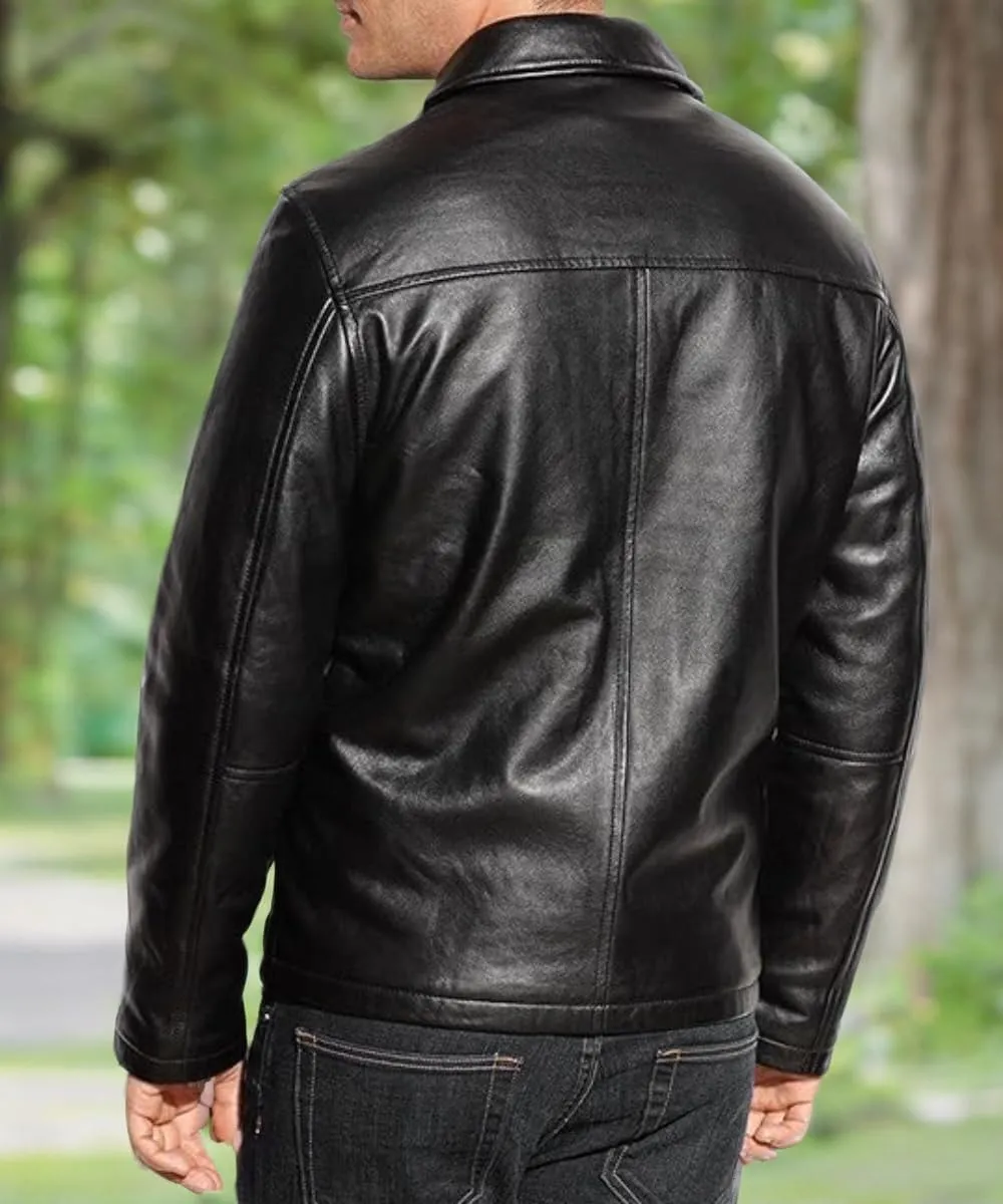 Genuine Men's Polo Classic Leather Moto Trucker Jacket - 100% Lambskin Jacket for Bikers