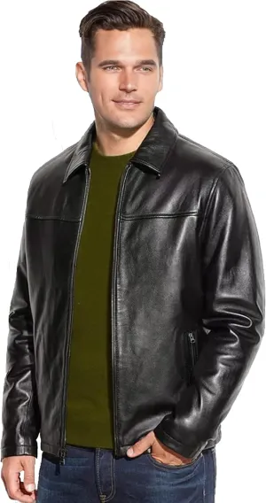 Genuine Men's Polo Classic Leather Moto Trucker Jacket - 100% Lambskin Jacket for Bikers