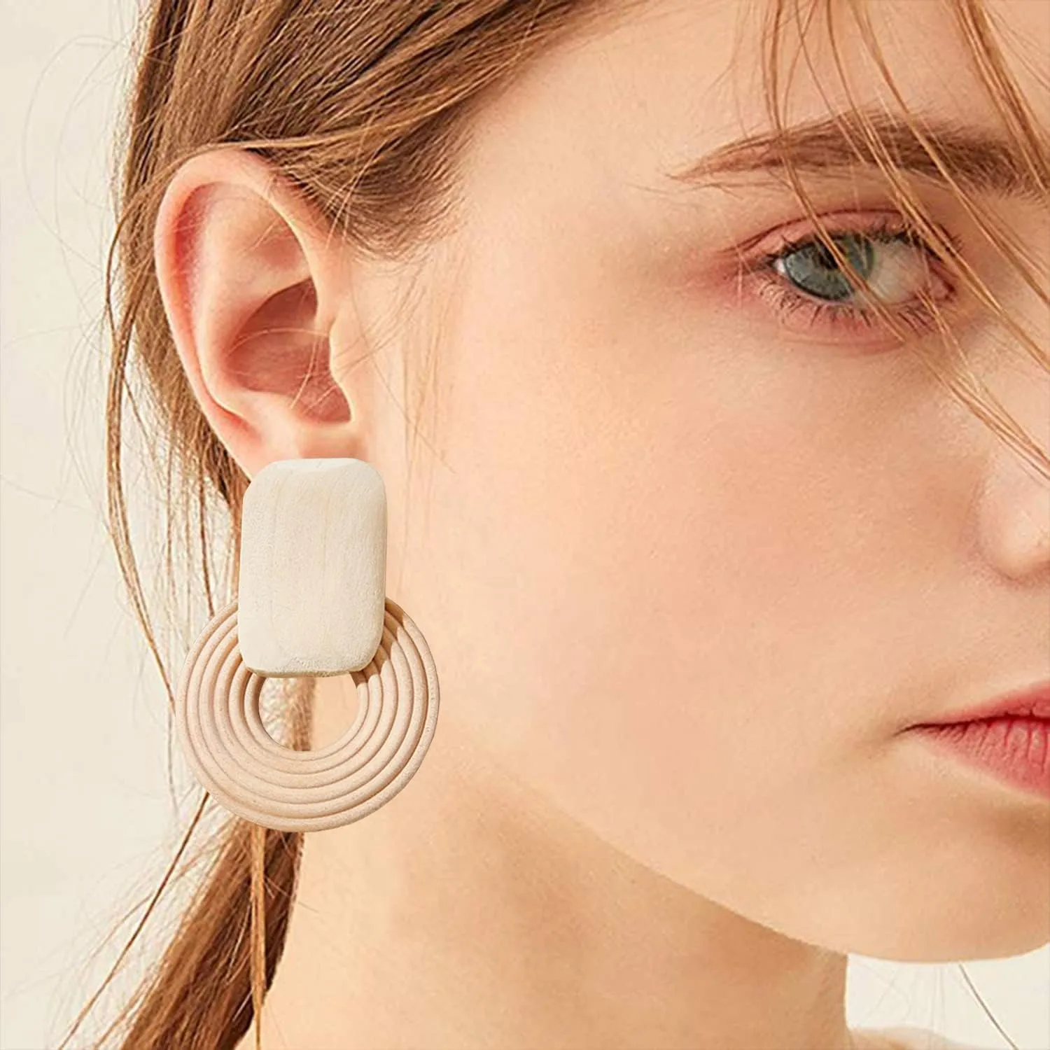 Geometric Statement Tassel Wooden Woven Bohemian Earrings Handmade Hoop Drop Dangle Ear Studs For Women Men